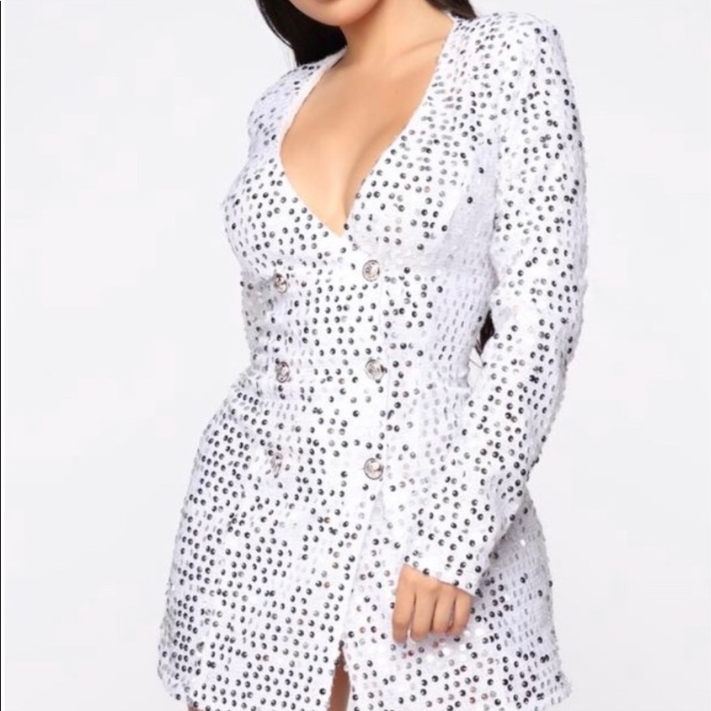 Not Afraid To Sparkle Dress ( WHITE)